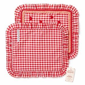 For Love & Lemons UO Gingham Ruffle Placemats Set Red Cottagecore Farmhouse NWT